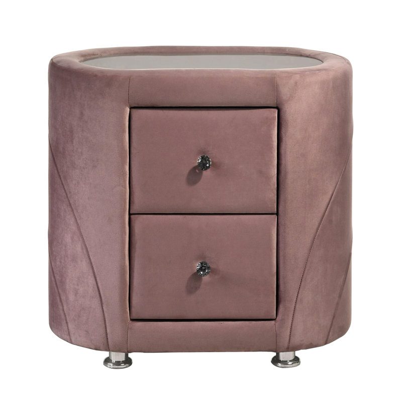 Table de chevet rose élégante avec deux tiroirs et un attrait moderne et chic