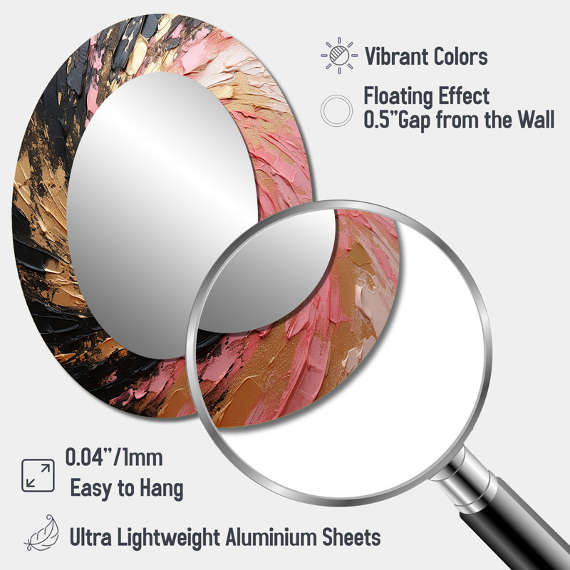 Minimalisme vortex rose poteries - miroir mural ovale doré, 40 po x 30 po