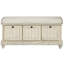 Banc de rangement rabattable avec quincaillerie bronze foncé et housse de coussin beige en bois massif-1279153316