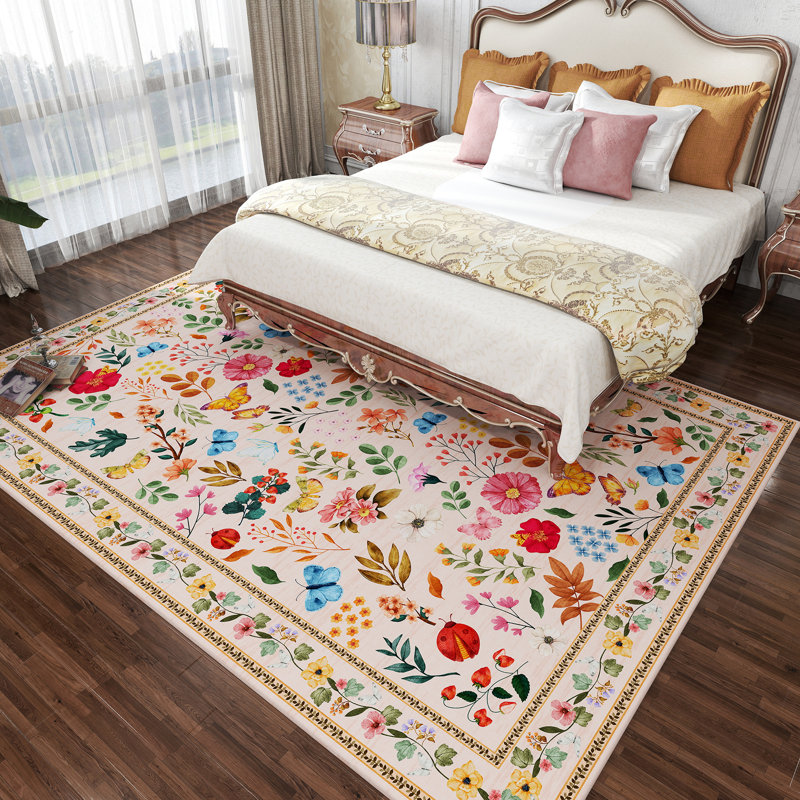 Tapis de salon tapis rouge de 5 pi x 7 pi lavable à la machine, tapis rétro antidérapant pour tapis d'intérieur, tapis Boho, tapis rétro patiné pour salle de classe, dortoir, salle à manger