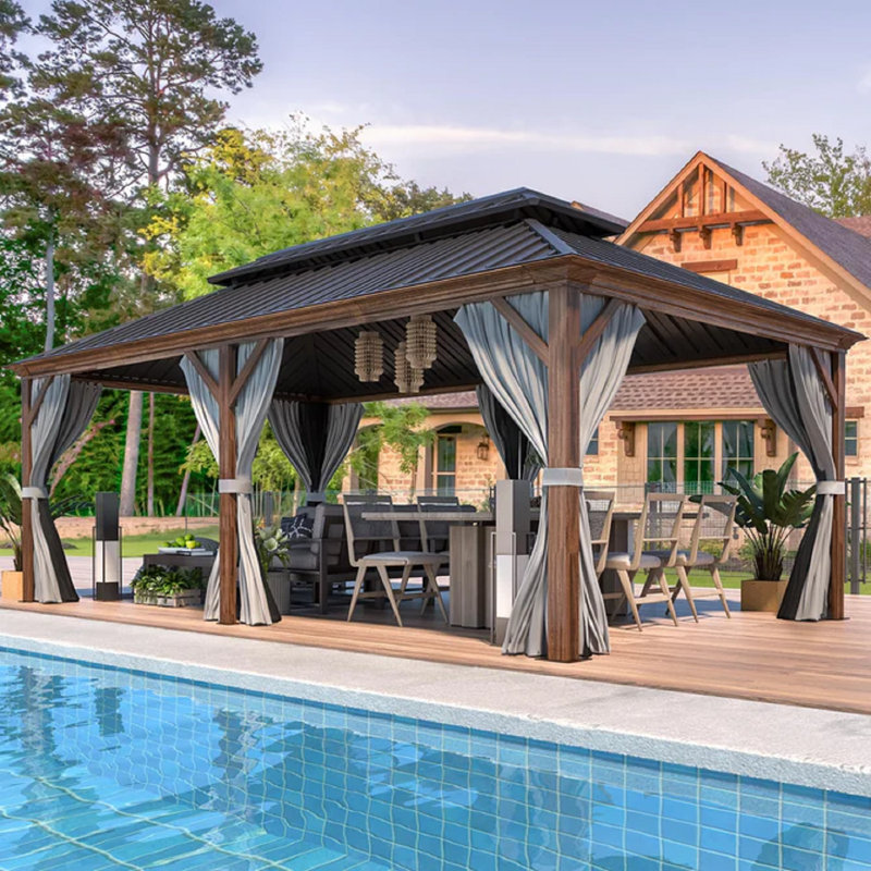 Aluminum Patio Gazebo with Double Roof, 12 ft. W x 20 ft. D