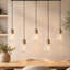 Luminaire suspendu linéaire à 5 lumières pour îlot de cuisine avec abat-jour en verre Teardrop