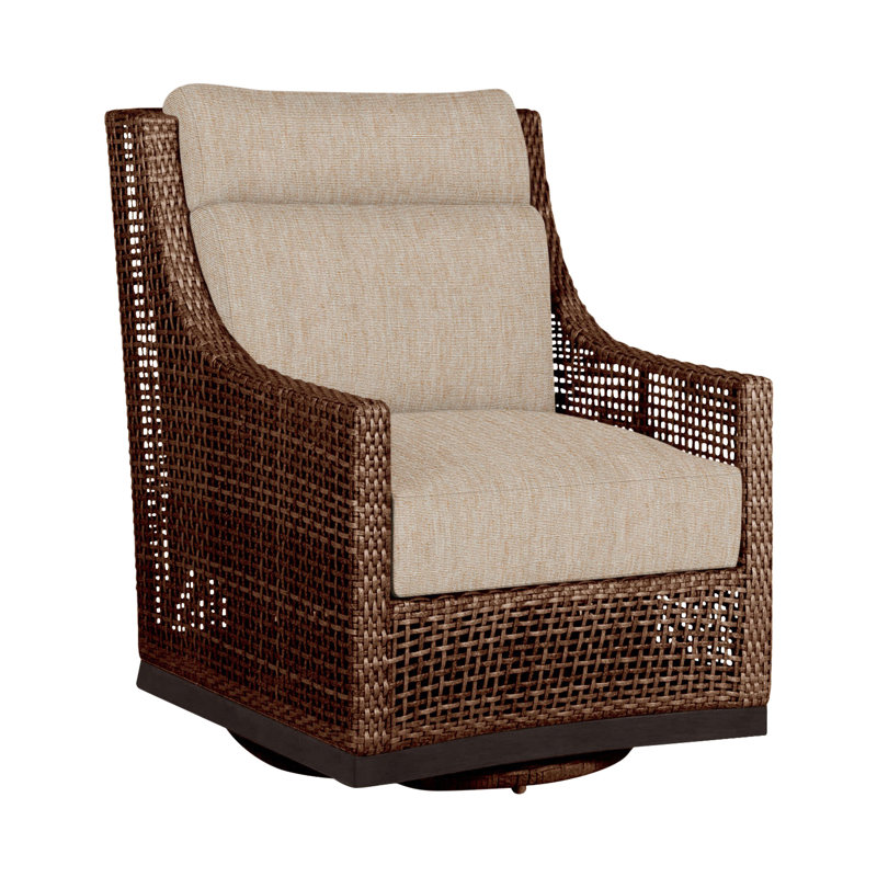 Outdoor Peninsula Gliding Wicker/Rattan Chair with Cushions, No welt + Standard fill, Verona Fossil