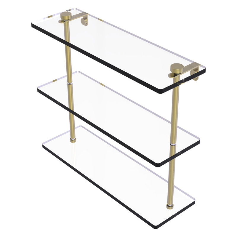 Gober 3 Piece Tiered Shelf, Satin Brass, 16"