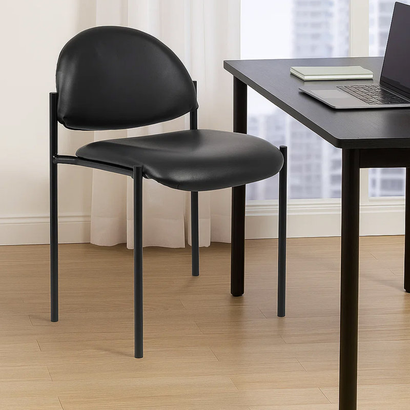 Chaise empilable Addy Diamond, siège cascade, acier, vinyle noir