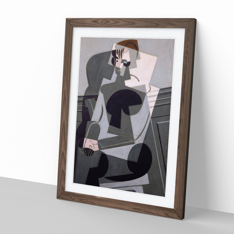 Madame Josette Gris by Juan Gris - Picture Frame Painting, Walnut Framed, 48cm H x 36cm W x 2cm D