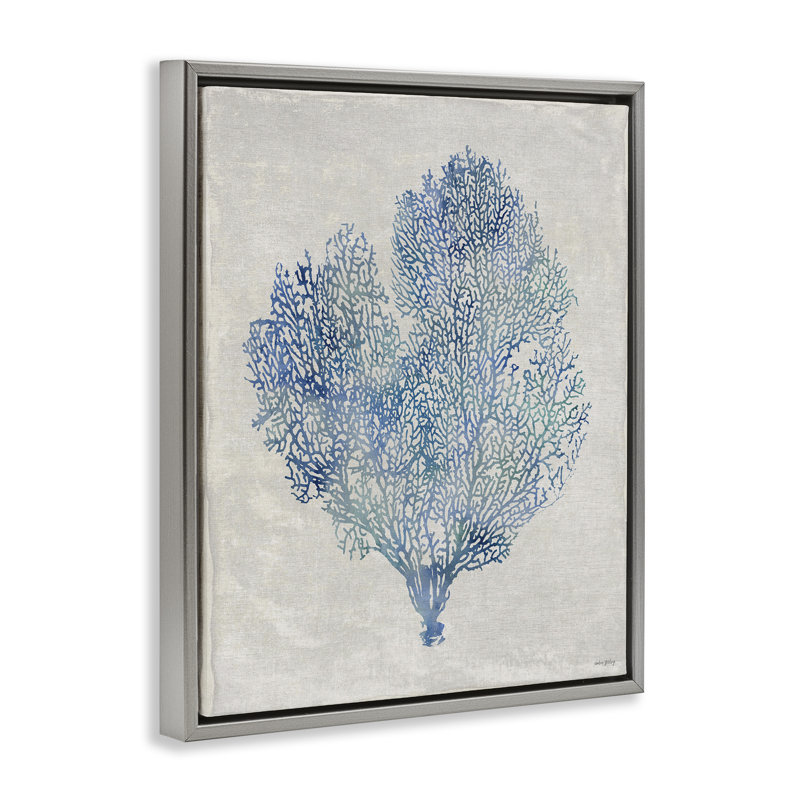 Cadre flottant détaillé corail aux algues, design par Amber Sterling, Cadre flottant gris lustré, H 31 po x l 25 po