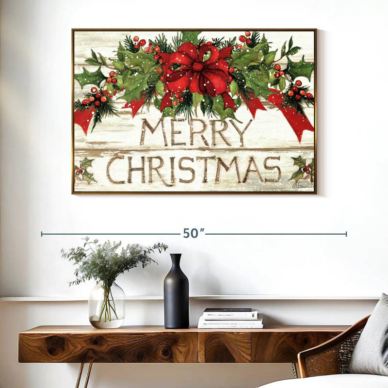 Evergreen Christmas I, Cadre flottant doré, 40 po x 27 po