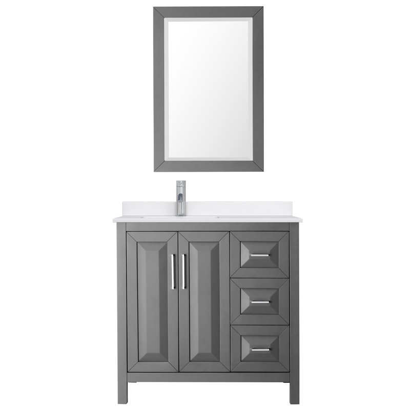Daria 36'' W Single Vanity, Giotto Quartz, Brown, Polished Chrome