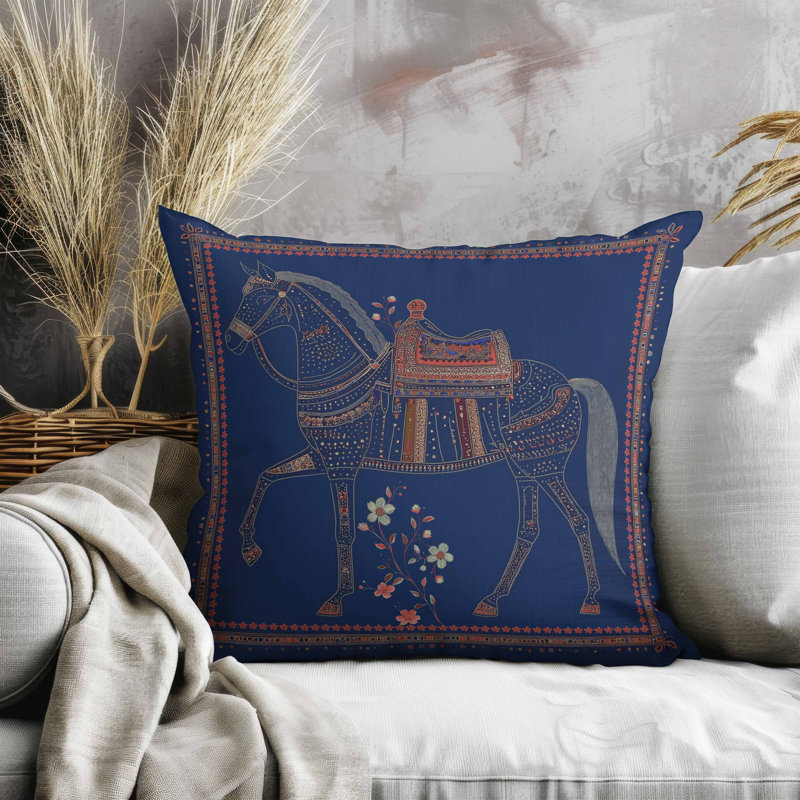 Coussin Painted Pony, Carré 20 po, Bleu
