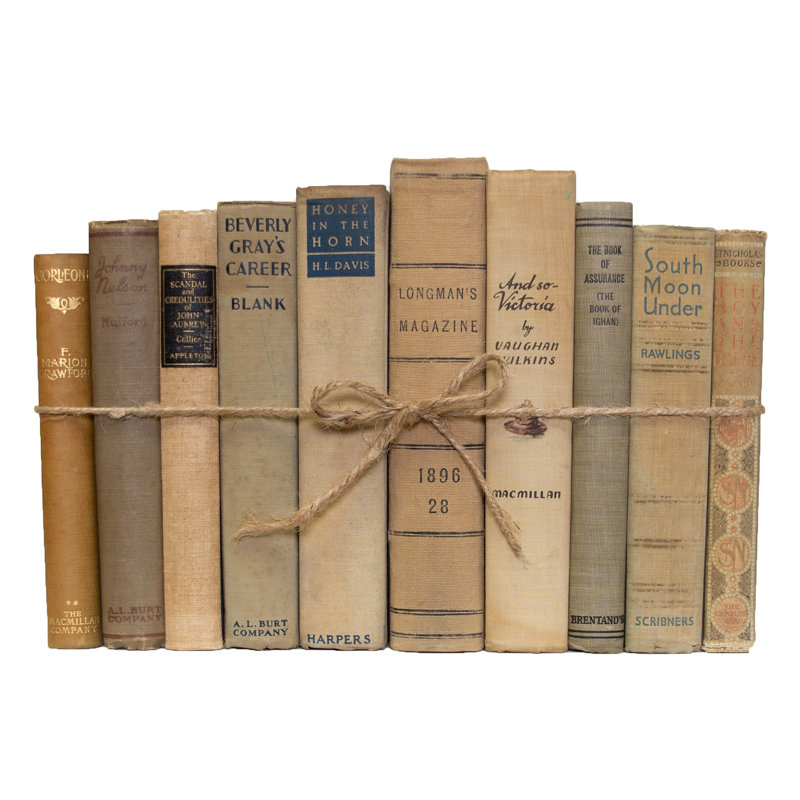 Decorative Books - Vintage Driftwood Book Bundle - 1 Foot of Tan Books