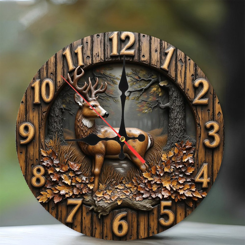 Horloge murale en bois de cerf