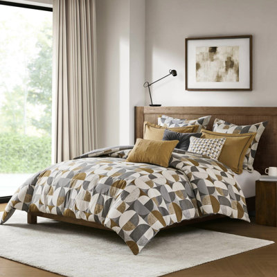 Édredon pour grand lit 8 pièces avec sophistication Mid-Century, coussins décoratifs et housse amovible standard