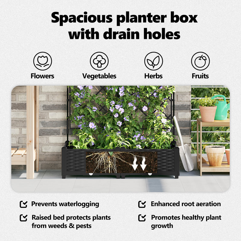 Garden Planter Steel Outdoor Container Modern Decor Terrace Stylish Pot, Brown, 125.5cm x 80cm x 40cm