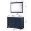 Bleu marine 48 po W Double meuble-lavabo avec surface en quartz blanc, miroir 46 po, système de tiroirs à fermeture douce, et grande capacité de rangement bleu, l, meuble-lavabo, plateau, solution
