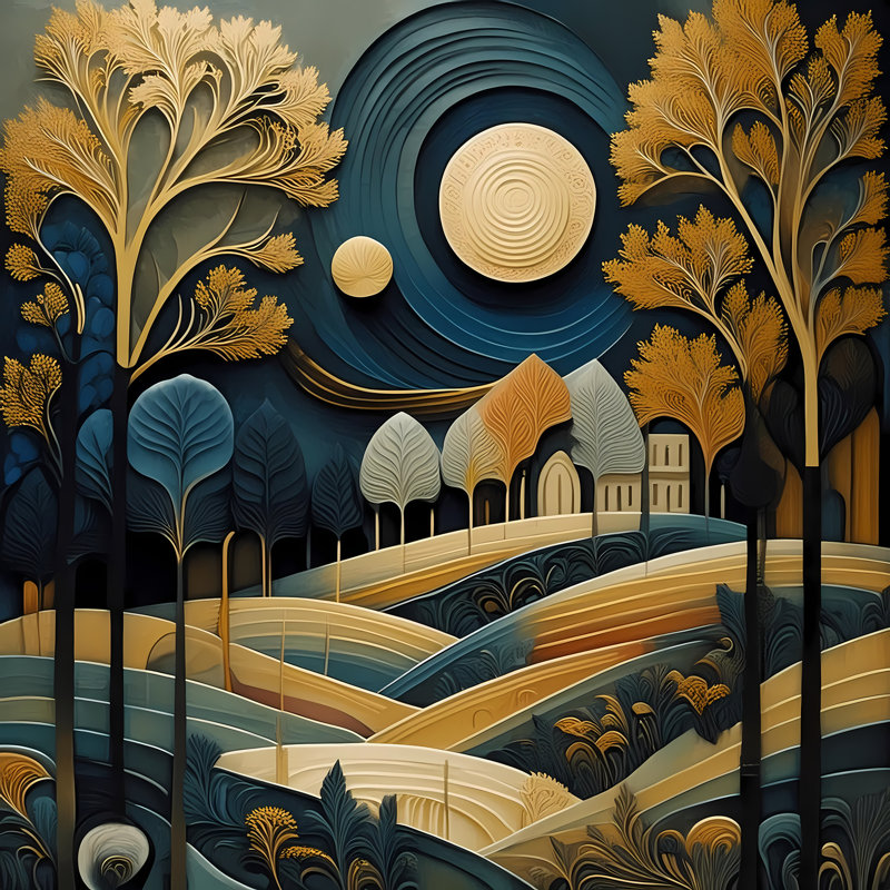 Night In The Forest, 54" H x 54" W