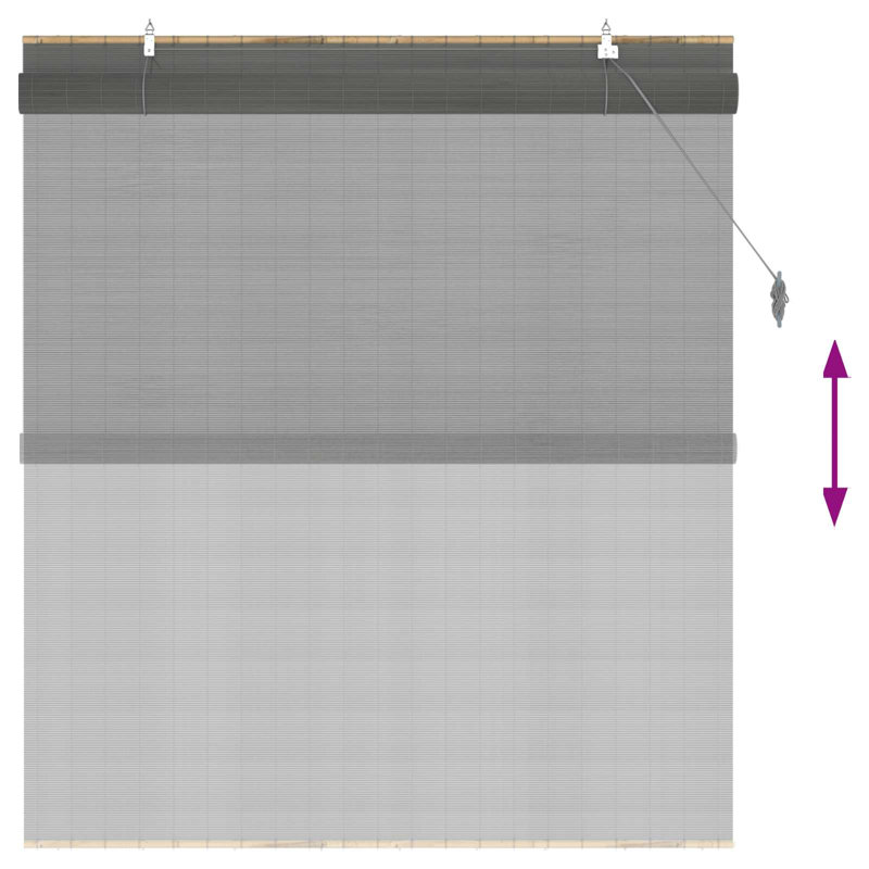 Bamboo Roller shade, Grey, 130 cm W x 160 cm L