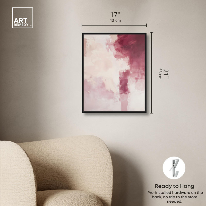 «Rose Mist I Canvas Pastel Abstracts» par Art Remedy, H 21 po x l 17 po, Cadre flottant noir