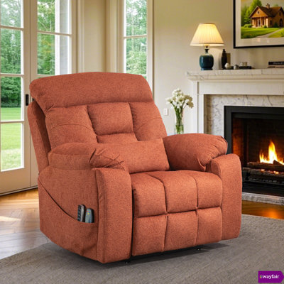 Ilkeston 40.94"W Recliner Sofa with Chenille Comfort, Side Pockets, Fluffy Armrests & 2 Cup Holders