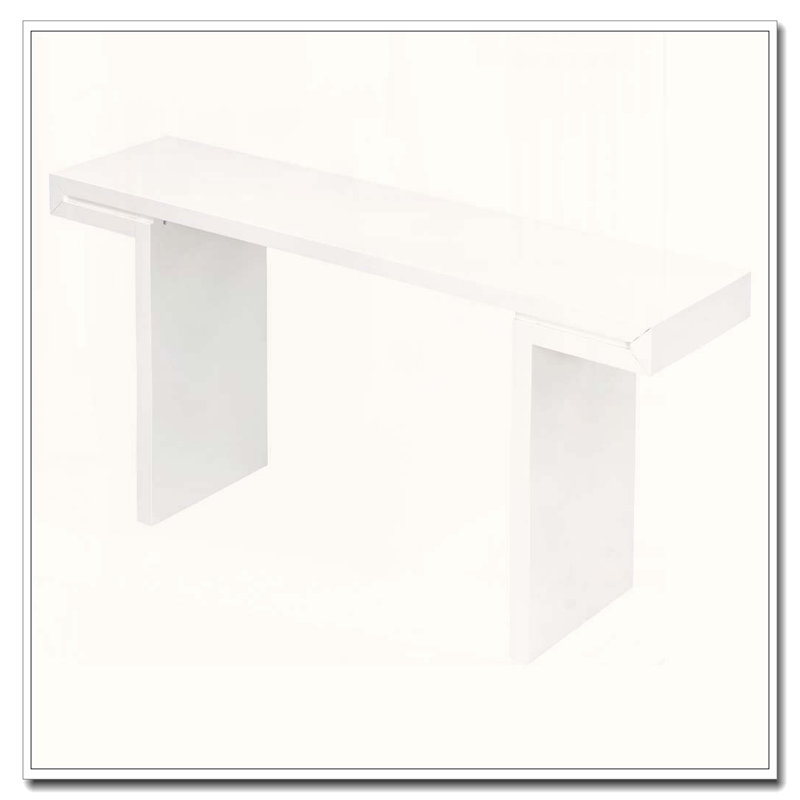 60-Inch Console Table with Geometric Clean Lines Design, White