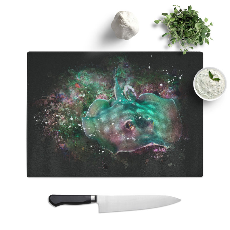 Sting Ray Paint Splash Chopping Board, 28.5cm W x 39cm L