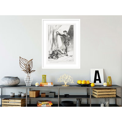 Hamlet et le cadavre de Polonius (Act. III Sc. IV) (Hamlet and Polonius’s Corpse) from Shakespeare’s Hamlet by Eugène Delacroix -Framed Giclee Print