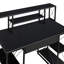Bureau noir avec tablettes ouvertes et huche-235857876