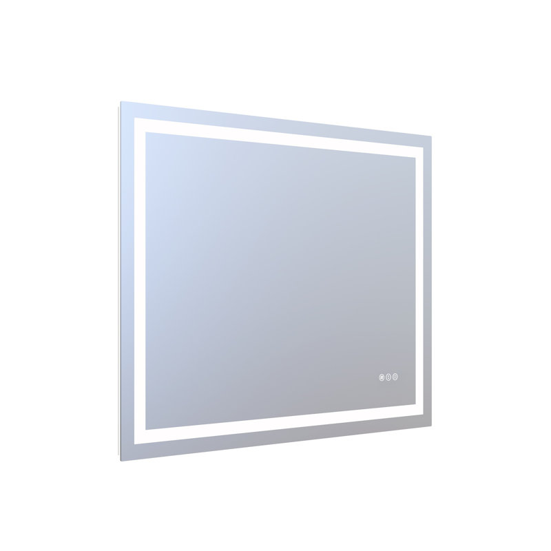 Miroir de salle de bain 40 po x 32 po à DEL avec éclairage avant et arrière, miroir de meuble-lavabo à intensité variable, 3 températures de couleur, antibuée, imperméable IP44, montage horizontal ou vertical, finition argentée