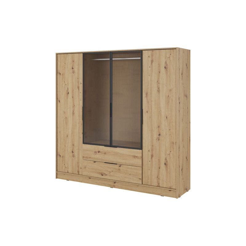 Cayslee 2 Door Manufactured Wood Wardrobe, Oak