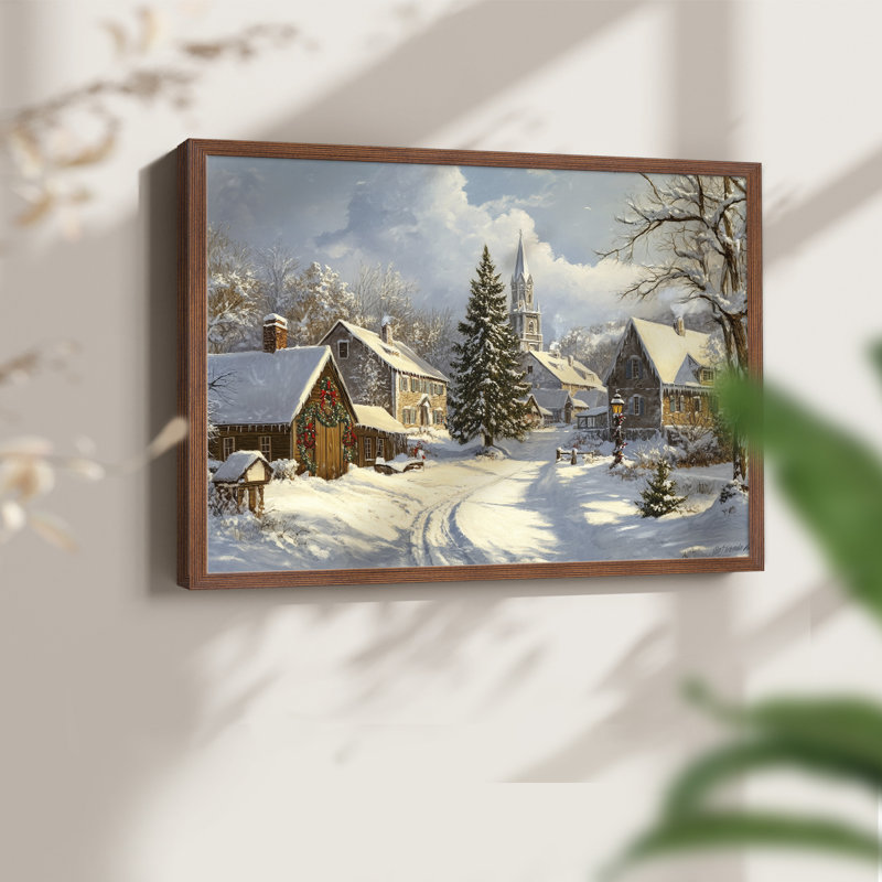 Chirstmas Art-CCXCV -Framed Print - Restickable, H 8 po x l 10 po, Noyer