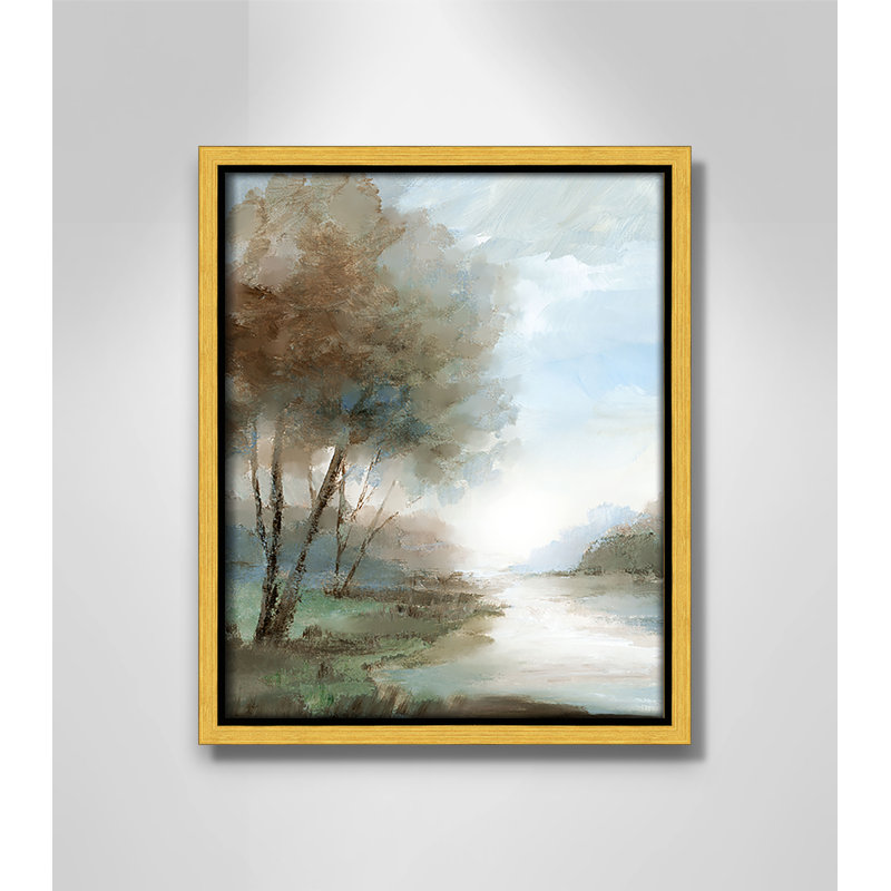 «Peaceful River Print» par Nan, H 11,5 po x l 9,5 po, Doré