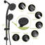 Système de douche multi fonctions avec pomme de douche à effet pluie 4,7 po, douche à main à 7 fonctions, barre coulissante réglable, noir mat-124944809