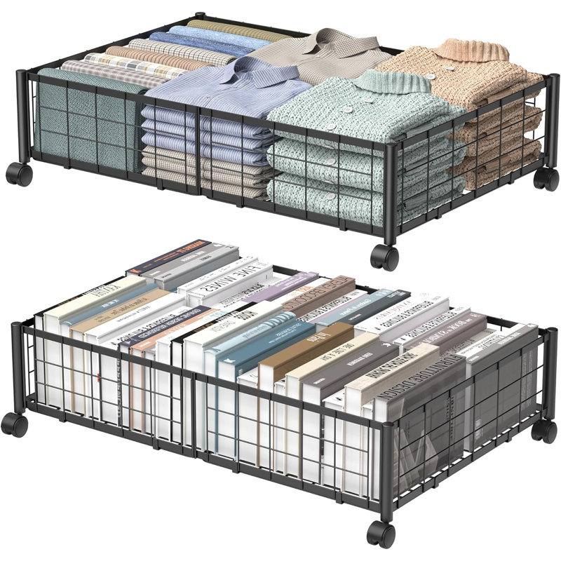 Under Bed Storage With Wheels, 360° Rotating, No-Assembly Underbed Storage Containers, 2PACK