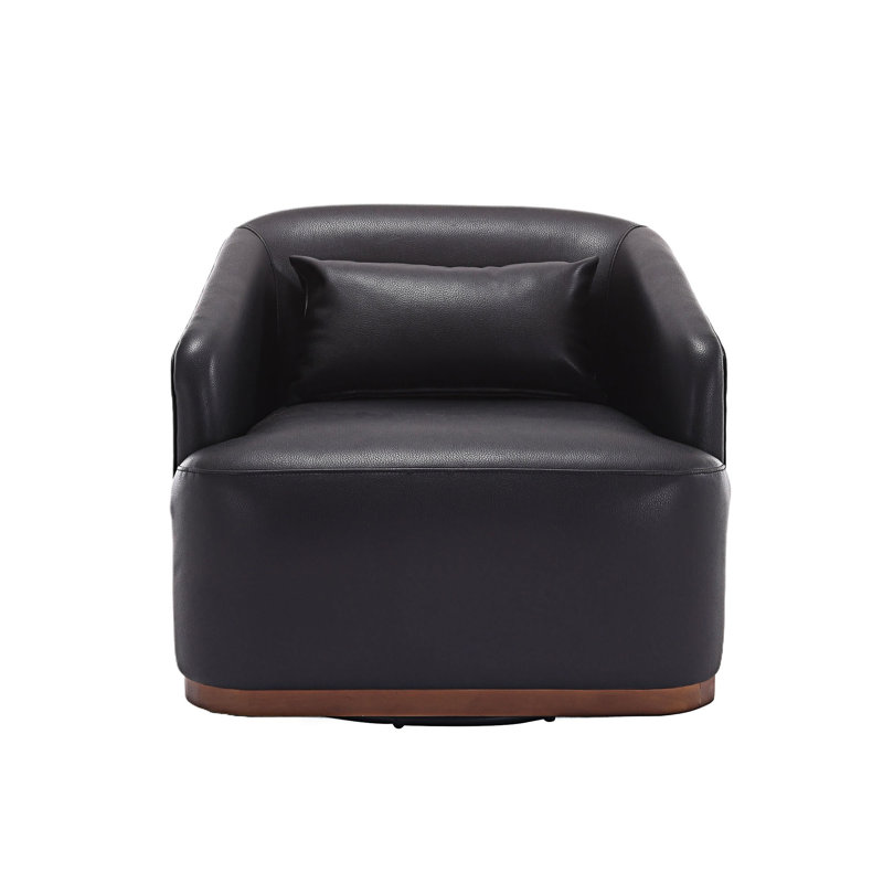 360 Degree Swivel Barrel Club Chair, Black Faux Leather