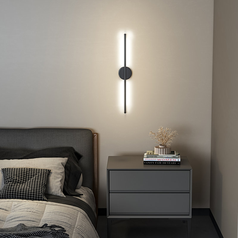 Nicarete Minimalistic Linear 1 - Light Black Flush Wall Mounted Sconce