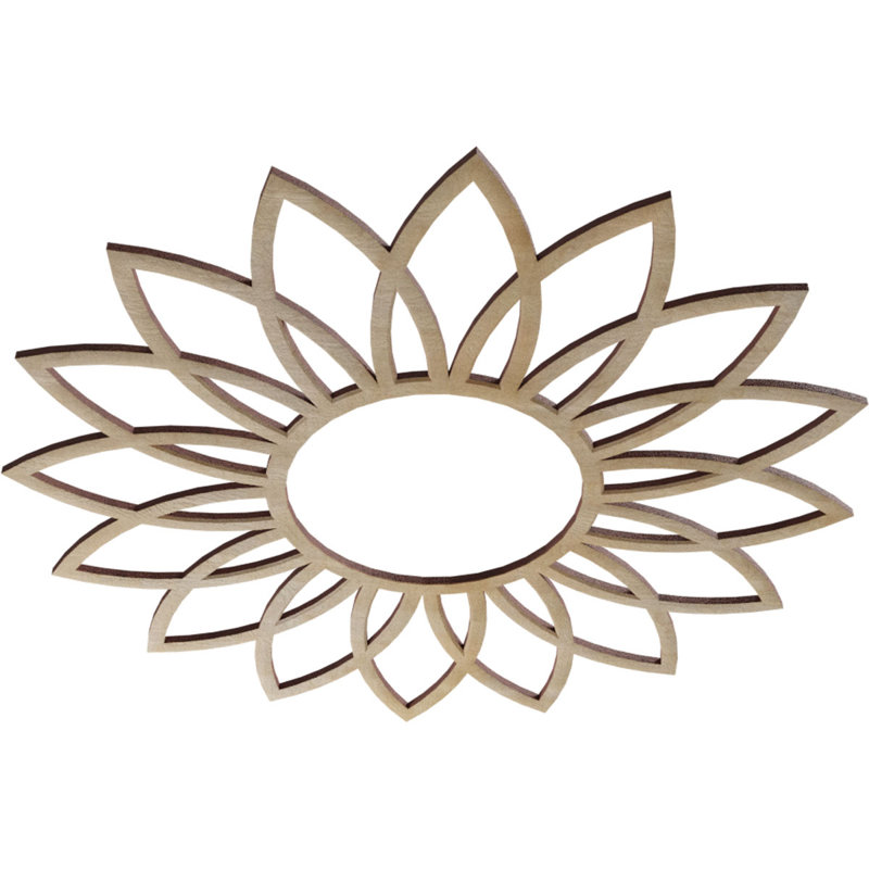 20 po x 7 po x 7 po x P 3/8 po, médaillon de plafond en bois de marguerite, panneau de fibres à densité moyenne brut, Bouleau