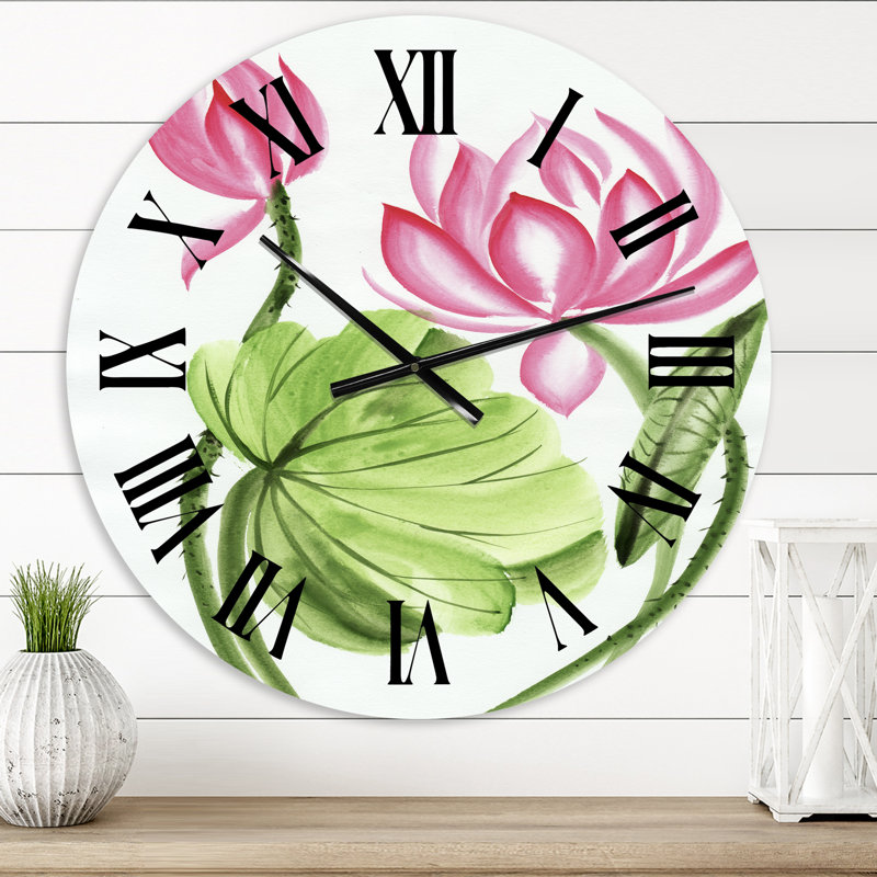 Lotus et la libellule II - Horloge murale traditionnelle, Très petit