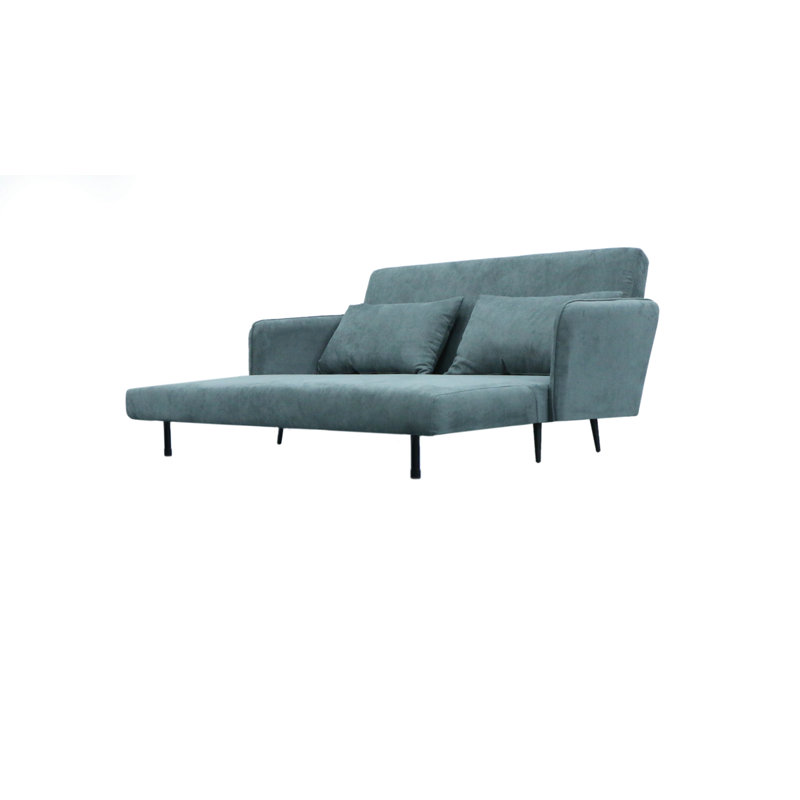 Causeuse convertible l 61 po en tissu gris avec coussins