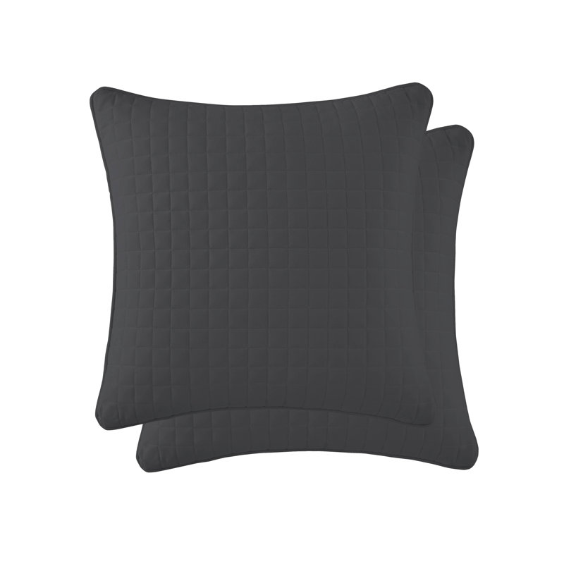 Taies d'oreiller matelassées Vilano de Southshore Fine Linens, en microfibre doublement brossée, à coutures carrées et bords passepoilés, lot de 2, 66 x 66 cm, couleur ardoise
