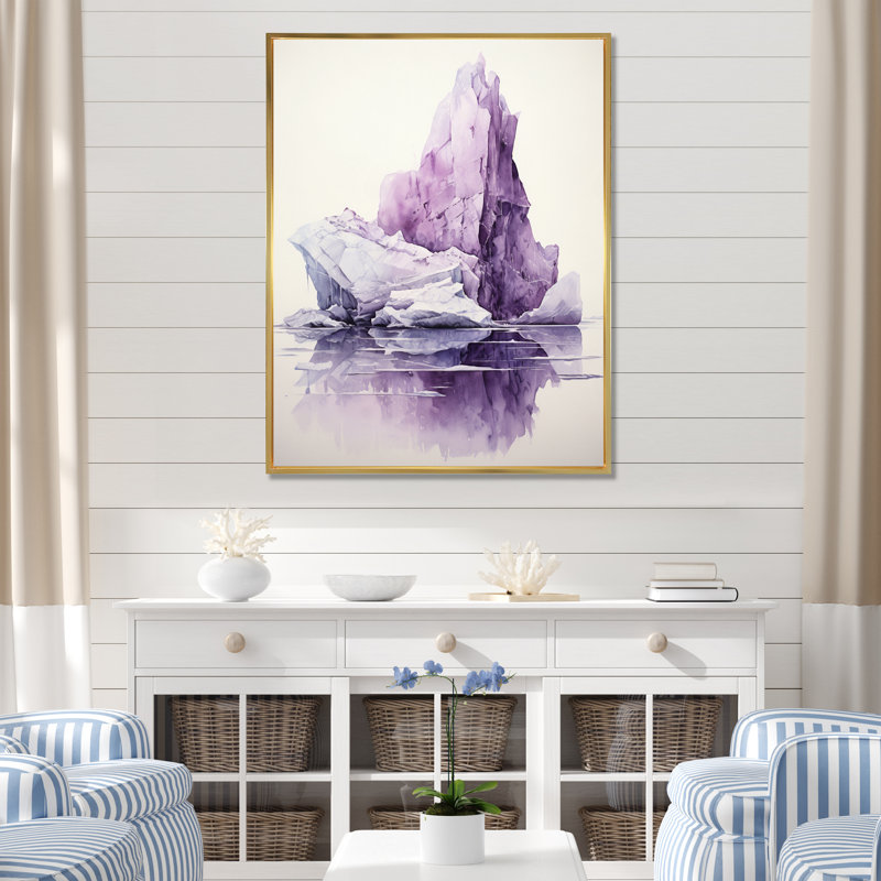 Iceberg mauve mystérieux - Impression, H 32 po x l 16 po x P 1 po, Toile avec cadre flottant or