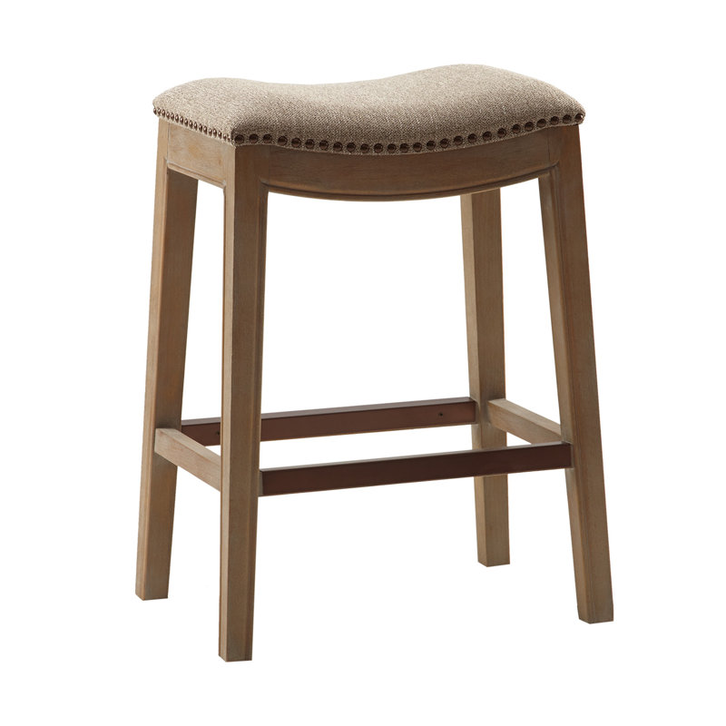 Alamea Nailhead Saddle Counter Stool, Linen/Brown