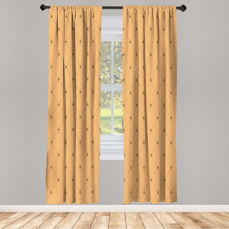 Microfiber Floral Semi-Sheer Rod Pocket Curtain Panels, 28" W x 95" L, Brown/Black