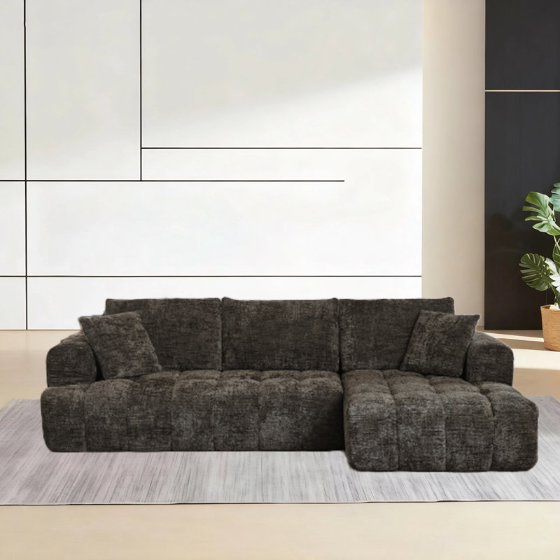 Chennova Boneless Modern Chenille Sectional Sofa with Tufted Design and Pocket Spring Structure, Right Hand Facing