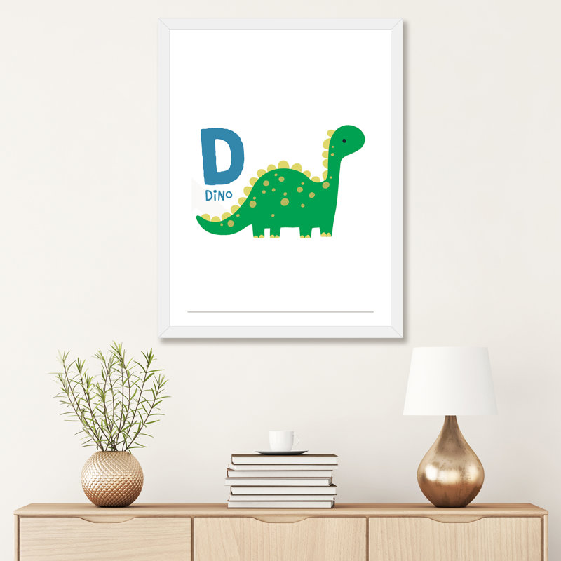 Animal Alphabet D - impression d'art graphique, H 32 po x l 24 po x P 1 po, Papier encadré blanc, Blanc