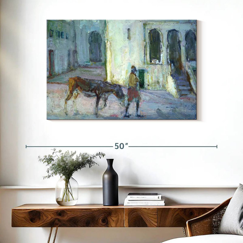 Scène de rue Tanger, H 26 po x l 39 po