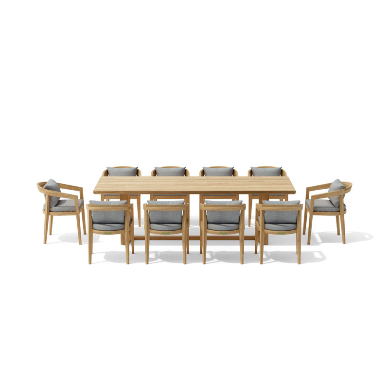 Toscana Outdoor 11 - Piece Teak Dining Set with Cushions