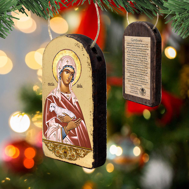 Inspirational Icon 5'' Handmade Wood Shatterproof Photo Ornament