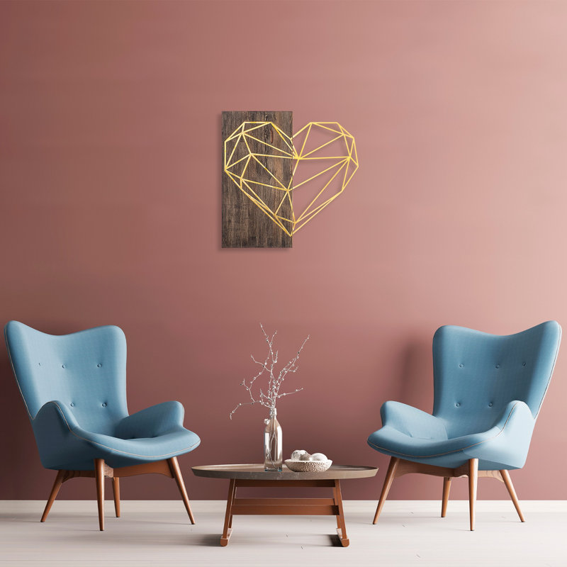 Décoration murale en bois, Noyer / doré