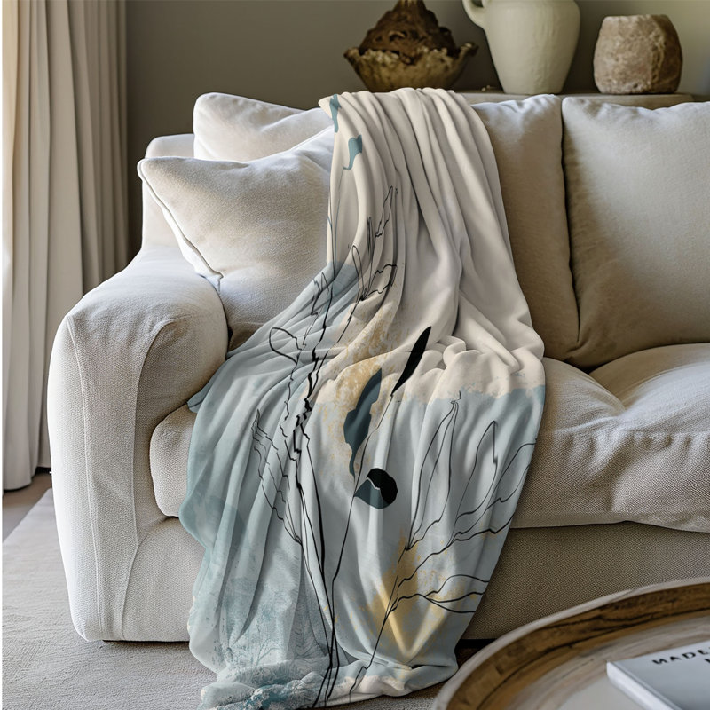 Motif Boho Wabi Sabi - 1 pièce Sherpa Premium, Lit simple