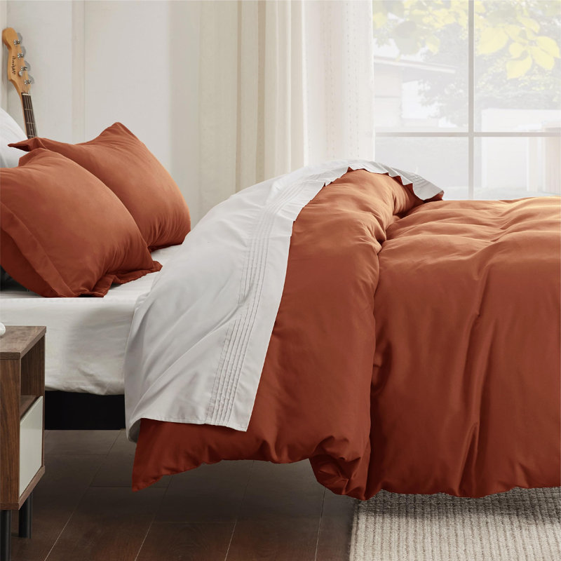 Bedsure Terracotta Duvet Cover King Size - Soft Double Brushed Bedding Set for Kids & Adults（Set of 3）, Terracotta